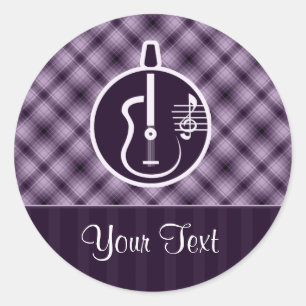 Sticker Rond Guitare acoustique violette