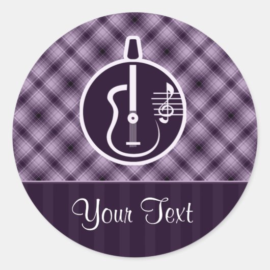 Sticker Rond Guitare acoustique violette (Devant)