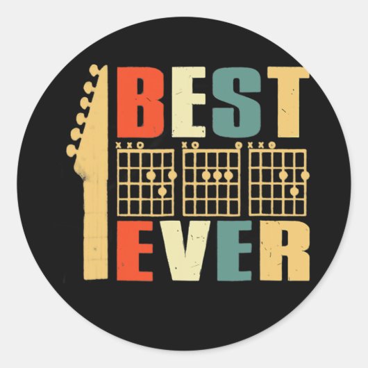 Sticker Rond Guitare Best Papa Ever Chord Fête des pères guitar (Devant)