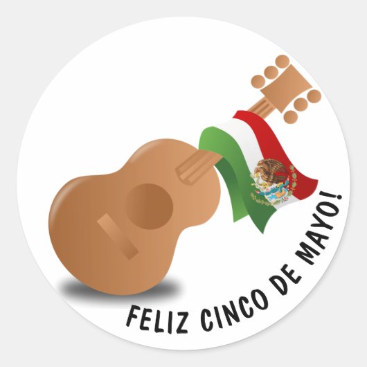 Sticker Rond Guitare Cinco De Mayo (Devant)