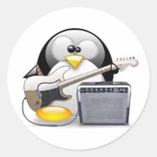 Sticker Rond Guitare classique américaine et amplificateur Tux