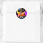 Sticker Rond Guitare colorée - Rock On! (Sac)