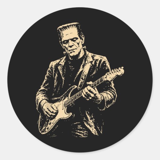 Sticker Rond Guitare de Frankenstein (Devant)