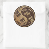 Sticker Rond Guitare et basse Yin Yang avec texture Brown (Sac)
