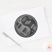 Sticker Rond Guitare et basse Yin Yang avec texture foncée (Enveloppe)
