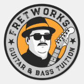 Sticker Rond Guitare et cours de basse - Fret Works (Devant)