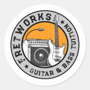 Sticker Rond Guitare et cours de basse - Fret Works