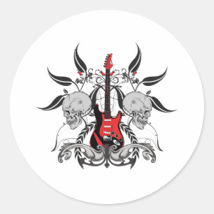 Sticker Rond Guitare grunge