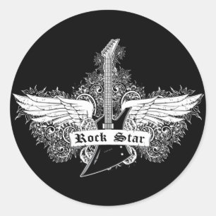 Sticker Rond Guitare ~ Guitare électrique Rock Star