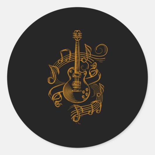 Sticker Rond Guitare Lover | Guitare musicale (Devant)