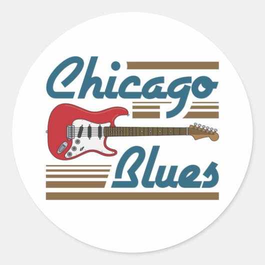 Sticker Rond Guitare musicienne de Chicago Blues (Devant)