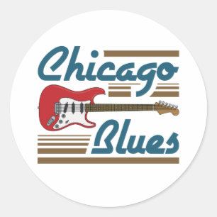 Sticker Rond Guitare musicienne de Chicago Blues
