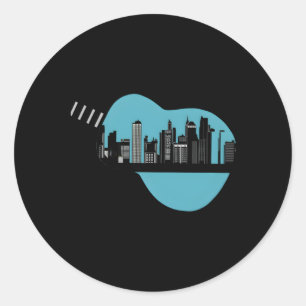 Sticker Rond Guitare Pour Guitariste Musicien Guitare