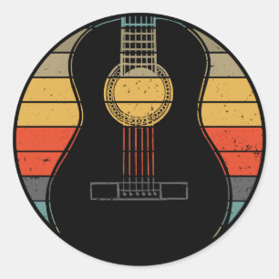 Sticker Rond Guitare rétro