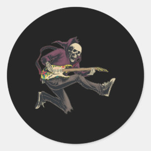 Sticker Rond Guitare Rock Band Et Rouleau Pour Hommes Bande Tee