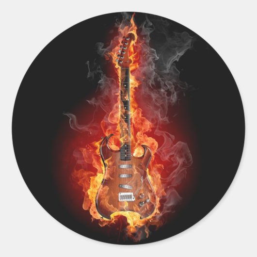 Sticker Rond Guitare rock flamand (Devant)