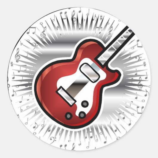 Sticker Rond Guitare rouge (Devant)