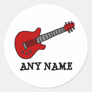 Sticker Rond Guitare rouge de Rockin