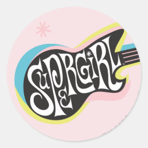 Sticker Rond Guitare supergirl