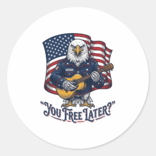 Sticker Rond Guitare Vintage Eagle Patriotique