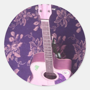 Sticker Rond Guitare vintage : Le rêve de style africain