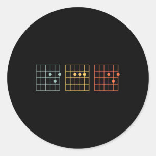 Sticker Rond Guitare vintage Meilleur Papa Jamais Papa Chord Mu