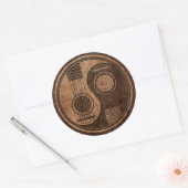 Sticker Rond Guitares acoustiques Yin Yang avec effet Wood Grai (Enveloppe)