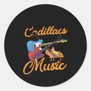 Sticker Rond Guitares Cadillacs Hillbilly Musique Lyrics Et Cha