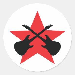 Sticker Rond Guitares croisées Red Star