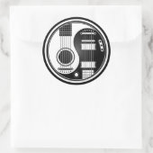 Sticker Rond Guitares électriques acoustiques blanches et noire (Sac)