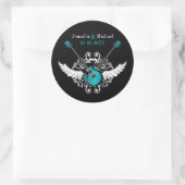 Sticker Rond Guitares Mariages Rock et Roll Turquoise Black aut (Sac)