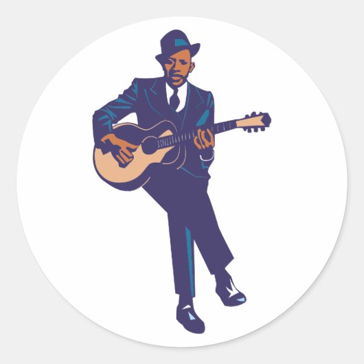 Sticker Rond Guitariste de Blues (Devant)