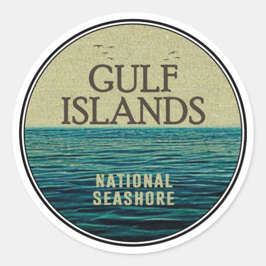 Sticker Rond Gulf Islands National Seashore Ocean Birds (Devant)
