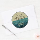 Sticker Rond Gulf Islands National Seashore Ocean Birds (Enveloppe)