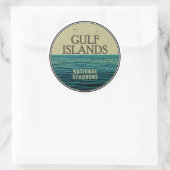 Sticker Rond Gulf Islands National Seashore Ocean Birds (Sac)