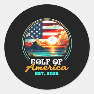 Sticker Rond Gulf Of Us America Est 2025 Retro Vintage Beach _1