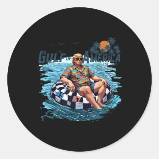 Sticker Rond Gulf Of Us America Est 2025 Retro Vintage Beach 20