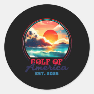 Sticker Rond Gulf Of Usa America Shirt Est 2025 Retro Vintage B