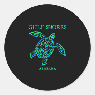Sticker Rond Gulf Shores Alama Rétro Tortue de Mer Garçons Fill