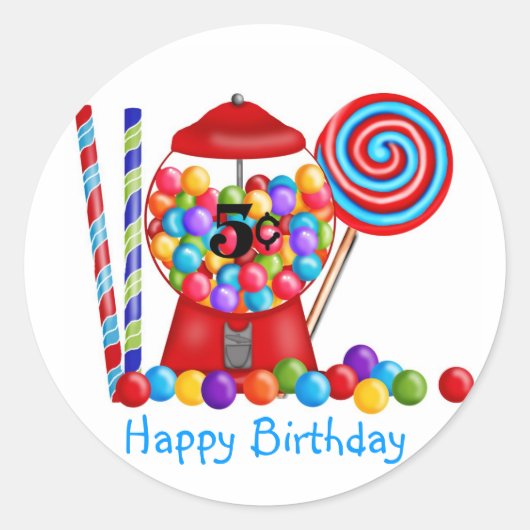 Sticker Rond Gumball Machine Candy Lollipop (Devant)