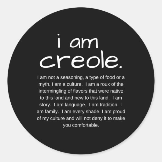 Sticker Rond Gumbolife Je suis créole (Devant)
