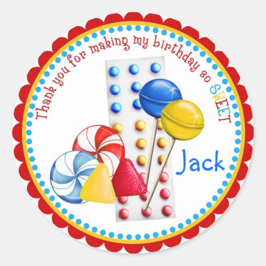Sticker Rond Gumdrops, Lollipops et Boutons de bonbons (Devant)
