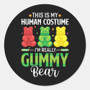 Sticker Rond Gummy Porte Mon Costume Humain Funny Candy Hallowe