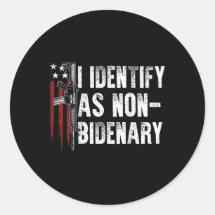 Sticker Rond Gun American Flag I Identifie As Non-bidenary (on
