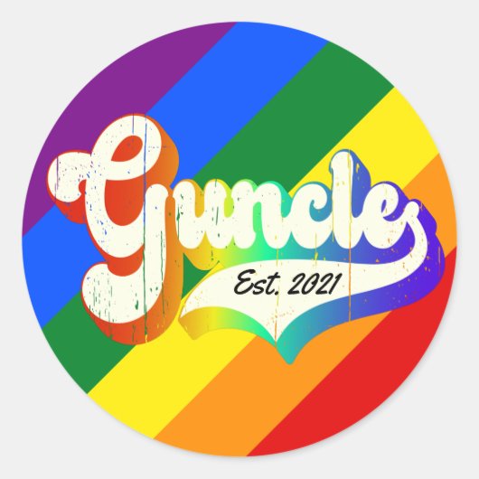 Sticker Rond "Guncle - est. date" nouveauté (Devant)