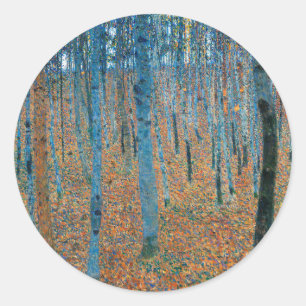 Sticker Rond Gustav Klimt Forêt de hêtres Art fin vintage