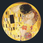 Sticker Rond Gustav Klimt La Peinture Classique Du Kiss<br><div class="desc">Gustav Klimt Le Kiss Gustav Klimt a utilisé de l'or réel dans sa belle oeuvre de femmes Art nouveau et d'art décoratif. Cette peinture Klimt a été appelée "Le Baiser" et est l'oeuvre Art nouveau la plus connue qu'il ait jamais peinte. Le tableau de Gustav Klimt est celui d'une femme...</div>