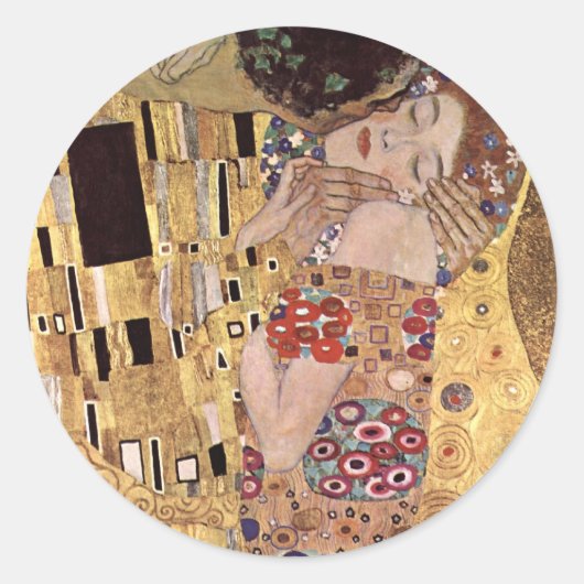 Sticker Rond Gustav Klimt ~ Le baiser (Devant)