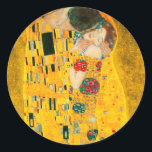 Sticker Rond Gustav Klimt Le Baiser<br><div class="desc">Stickers représentant la peinture à l’huile de Gustav Klimt avec la feuille d’or The Kiss (1908). Un homme et une femme, aux couleurs dorées brillantes, embrassent et embrassent avec amour dans un champ de fleurs. Un grand cadeau pour les amateurs d'art Art Nouveau et autrichien.</div>