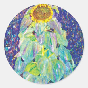 Sticker Rond Gustav Klimt - Le Tournesol Peinture d'art fin